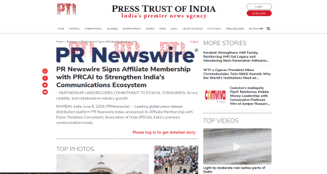  PR Newswire Signs Affiliate Membership with PRCAI to Strengthen India's Communications Ecosystem 